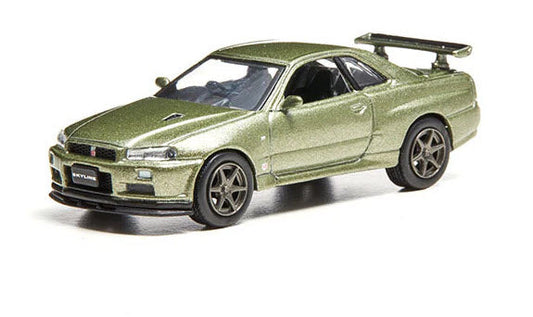 Genuine Nissan Merchandise Skyline Gt-R R34 V Spec 2 Nur Model 1/64 Scale -Millennium Jade