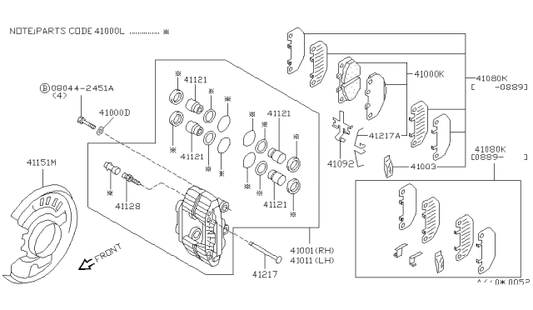 Brake Pad Pin Clip (Front) to suit Nissan Silvia S14 / S15, Fairlady Z32 41218-37P00 - Vega Autosports