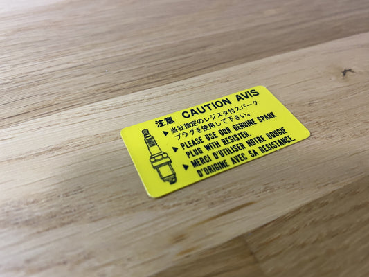 Caution Spark Plug Decal To Suit Mitsubishi Lancer Evolution 4 / 5 6 6.5 7 Cn9A Cp9A Ct9A Emblems