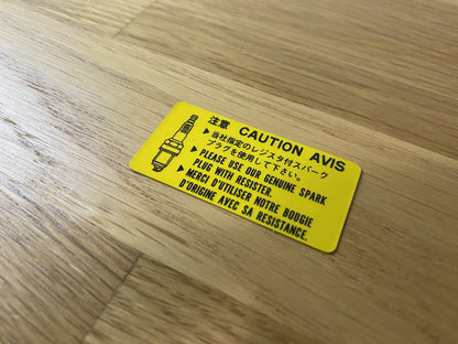 Caution Spark Plug Decal To Suit Mitsubishi Lancer Evolution 4 / 5 6 6.5 7 Cn9A Cp9A Ct9A Emblems