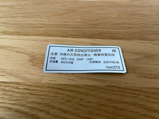 Decal A/c Refrigerant Caution To Suit Mitsubishi Lancer 7 / 8 9 Ct9A Emblems Badges And Decals