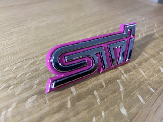 STI Pink Front Grille Badge Emblem to suit Subaru Impreza WRX STI 2004 GD - Vega Autosports