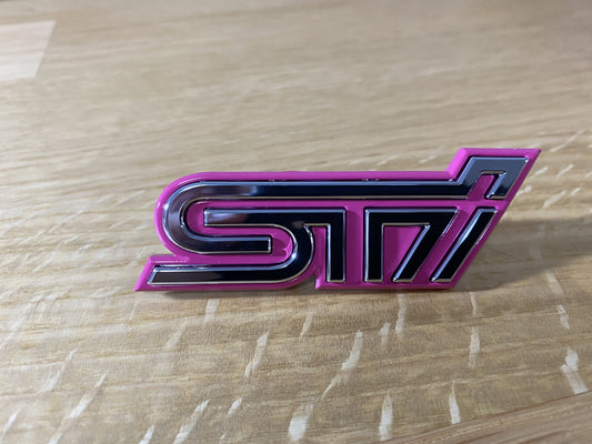 STI Pink Front Grille Badge Emblem to suit Subaru Impreza WRX STI 2004 GD - Vega Autosports