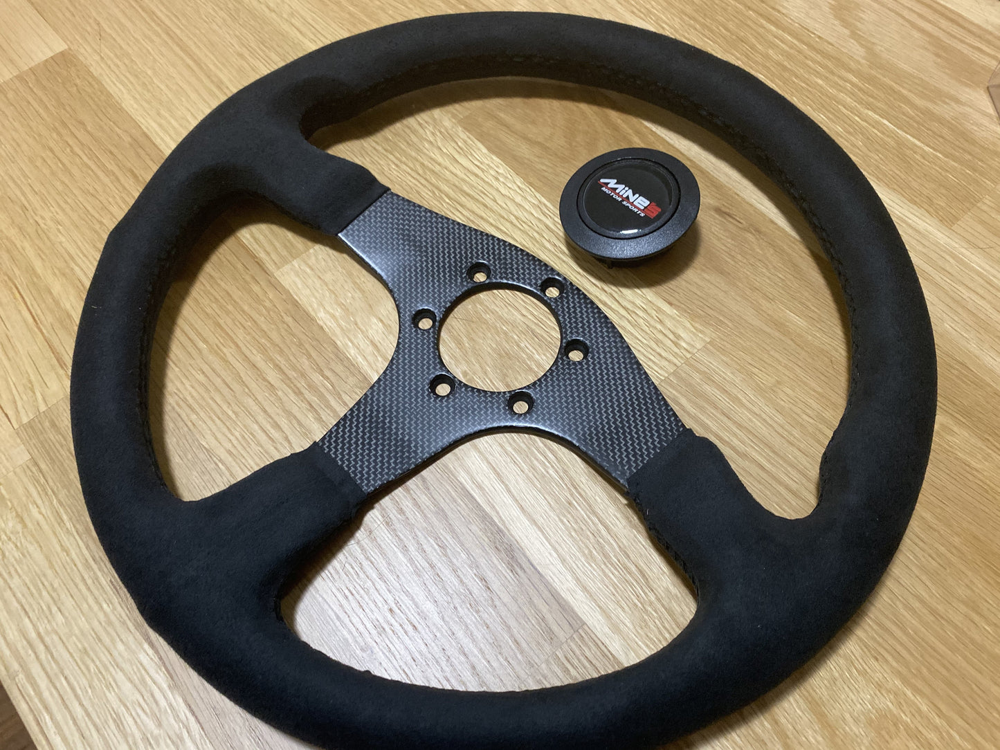 Genuine Mines Steering Wheel and Horn - Black Stitch - Vega Autosports