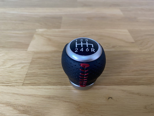 Leather Gear Knob (6-Speed Mt) To Suit Subaru Impreza Wrx Sti Gdb Gdf Gearbox And Transmission