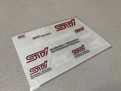 STi Mini Decal Sticker Sheet Red White Logo Genuine OEM JDM Subara - Vega Autosports