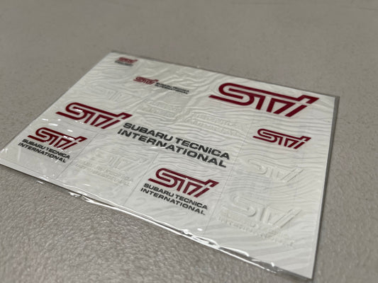 STi Mini Decal Sticker Sheet Red White Logo Genuine OEM JDM Subara - Vega Autosports