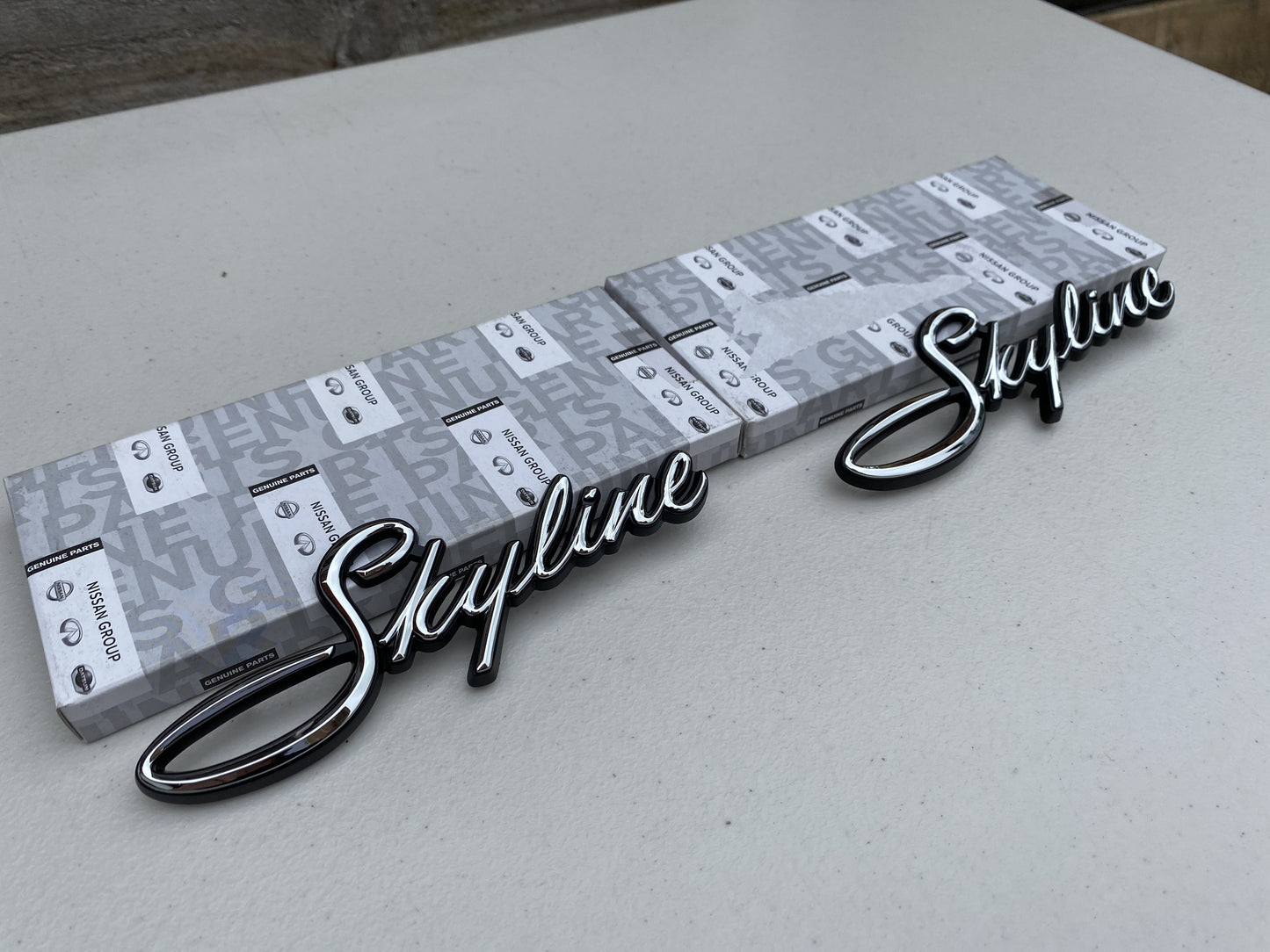 'Skyline' Fender Emblems (Pair) to suit Nissan Skyline Hakosuka C10 - Vega Autosports