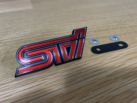 STi Front Grill Emblem Badge Red to suit Subaru Impreza WRX STi 11-14 GV GR - Vega Autosports