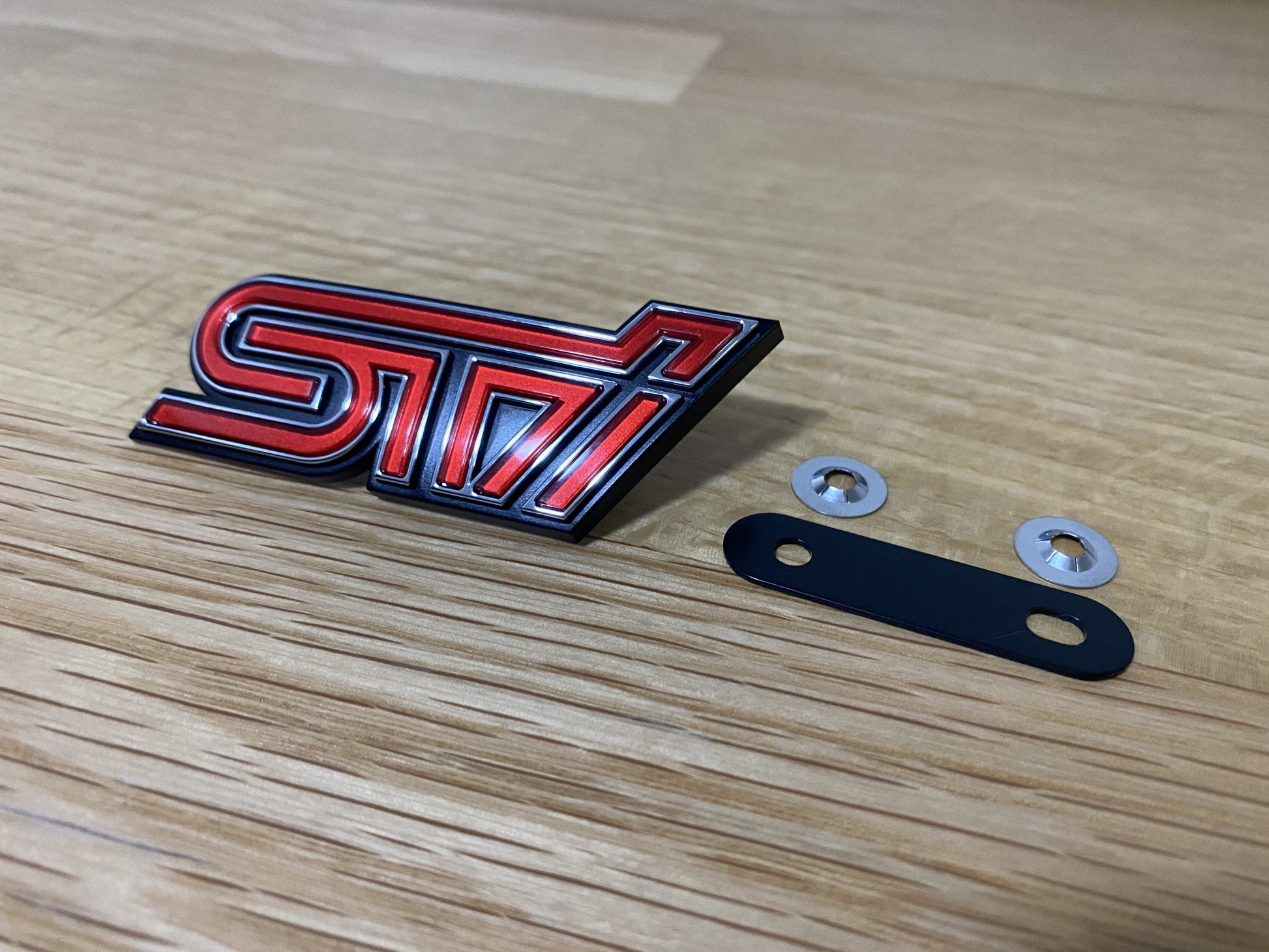 STi Front Grill Emblem Badge Red to suit Subaru Impreza WRX STi 11-14 GV GR - Vega Autosports