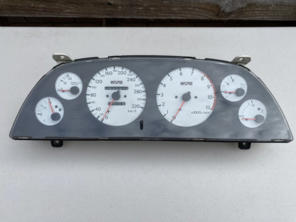 Nismo 320Km/h White Face Cluster And Din Gauge To Suit Nissan Skyline R32 Gtr - Late Model