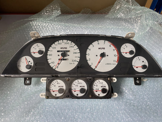 Nismo 320Km/h White Face Cluster And Din Gauge To Suit Nissan Skyline R32 Gtr - Late Model