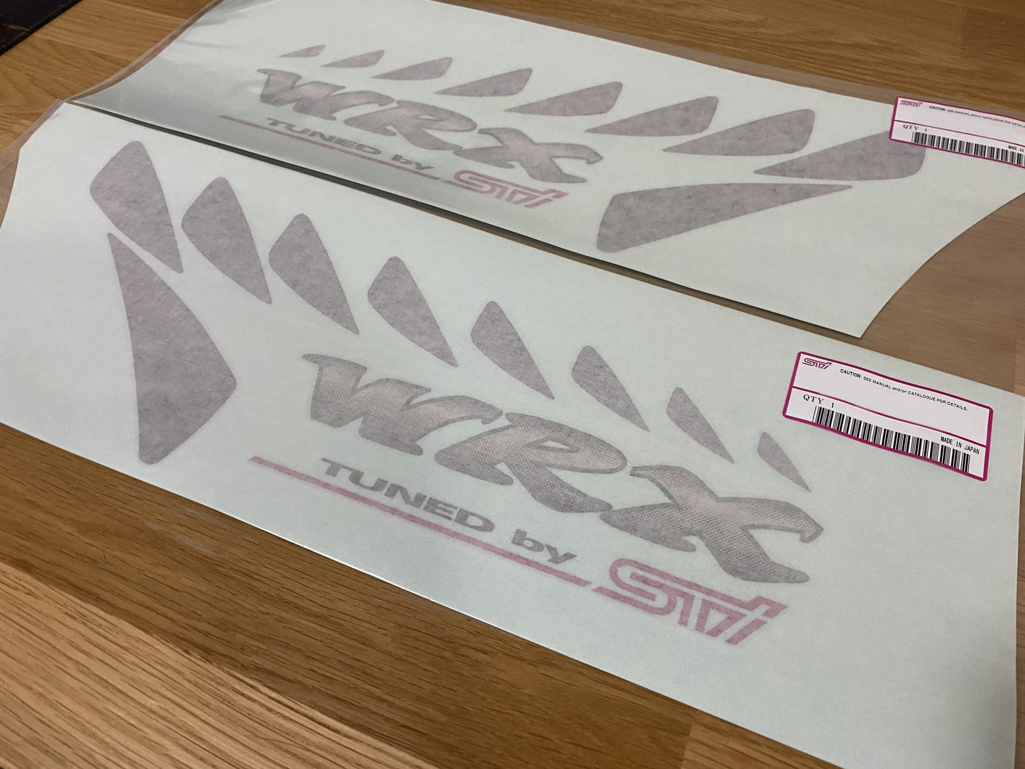 Wrx Rear 1/4 Side Decal Set To Suit Subaru Impreza Type R Sti Gc8 - Pink Text Emblems Badges And