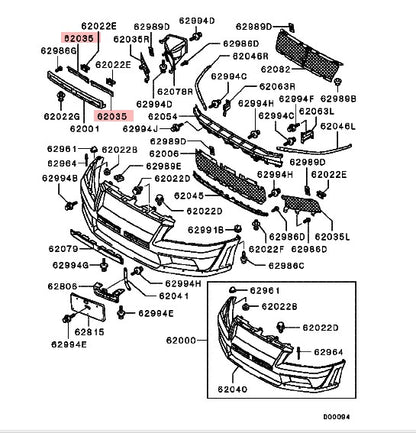 Front Bumper Mesh Set (2-piece) to suit Mitsubishi Lancer Evolution 7 CT9A MR957470 - Vega Autosports