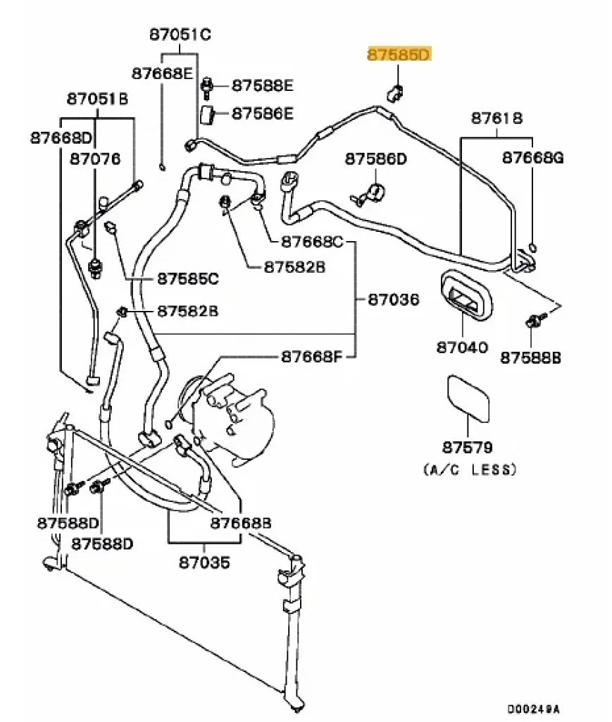 A/C Refrigerant Pipe Firewall Clip to suit Mitsubishi Lancer Evolution 7 / 8 / 9 CT9A MU000342 - Nuts / Bolts / Screws