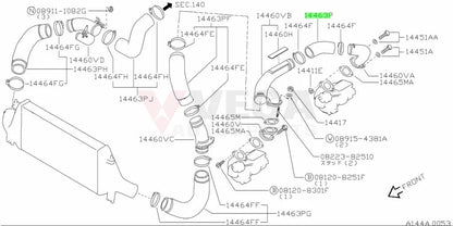 Air Inlet Hose (Twin Turbo Y Pipe To Rear Inlet) Suit Nissan Skyline Rb26Dett 14463-05U13 Engine