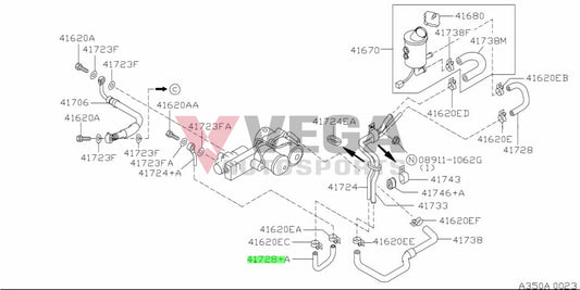 ATTESA E-TS Reservoir Return Hose to suit Nissan Skyline GT-R R33/R34 excluding V-Spec I/II 41728-RHR31 Differential