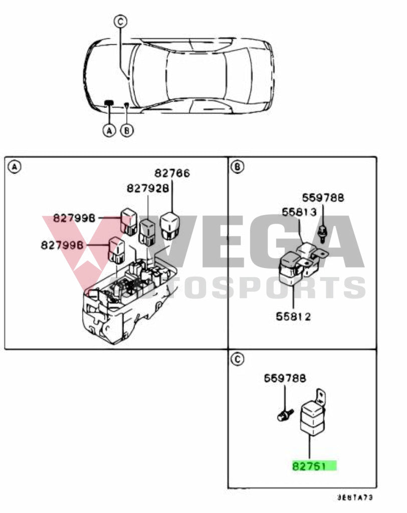 Ayc Pump Relay To Suit Mitsubishi Lancer Evolution 4 -7 Mr282656 Electrical