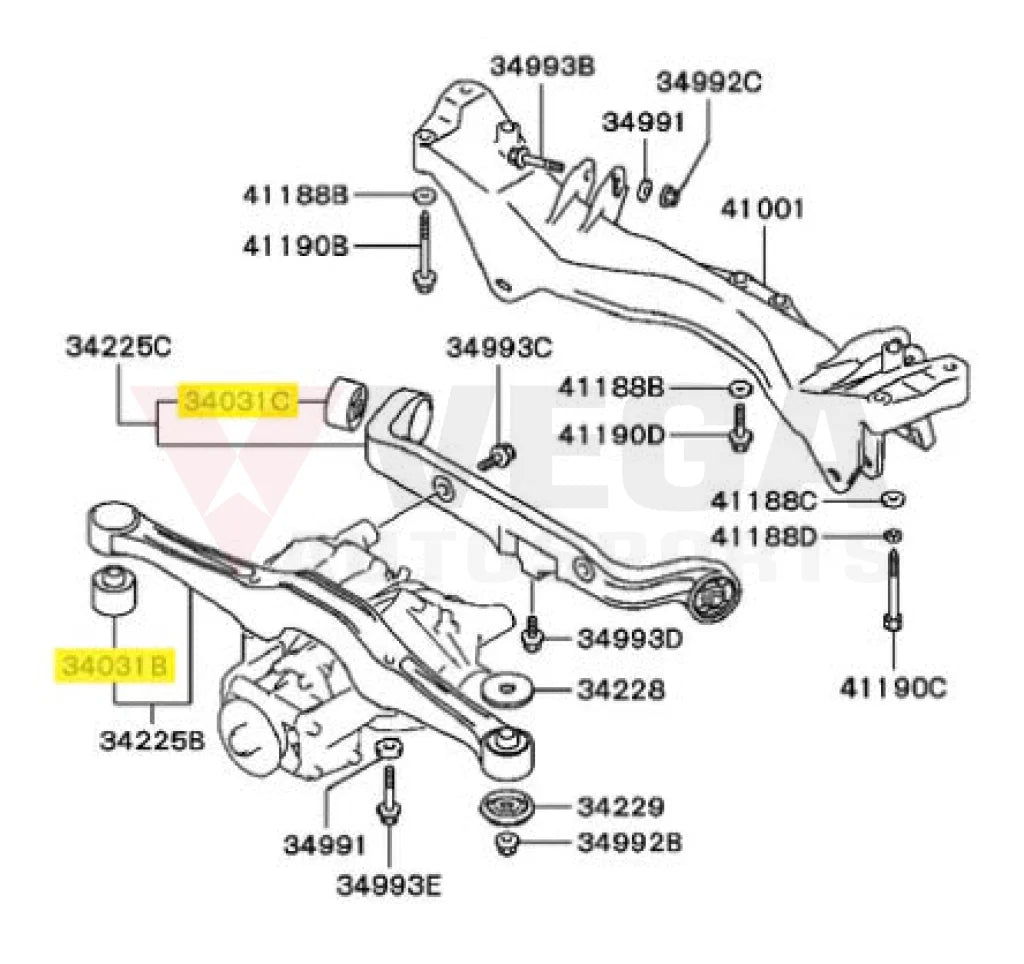 Ayc Rear Diff Bushing Set (4-Piece) To Suit Mitsubishi Lancer Evolution 5 - 9 Cp9A Ct9A Steering