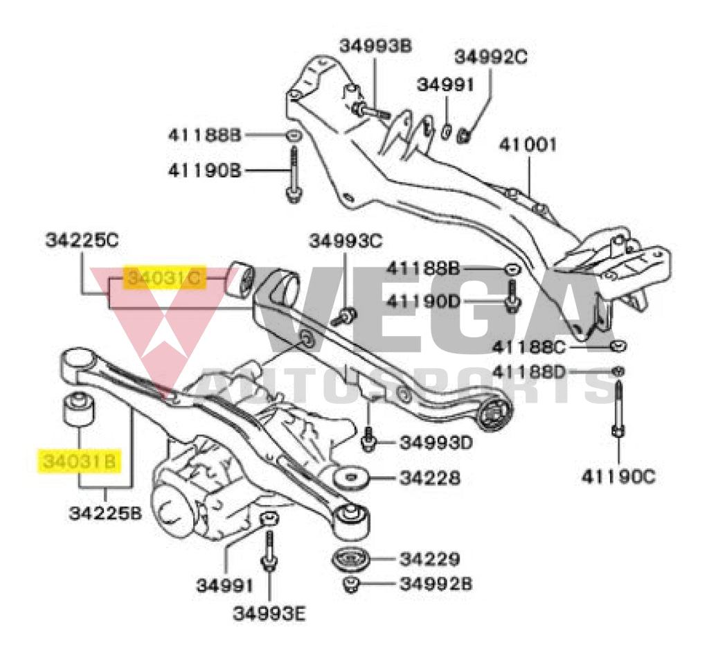 Ayc Rear Diff Bushing Set (4-Piece) To Suit Mitsubishi Lancer Evolution 5 - 9 Cp9A Ct9A Steering