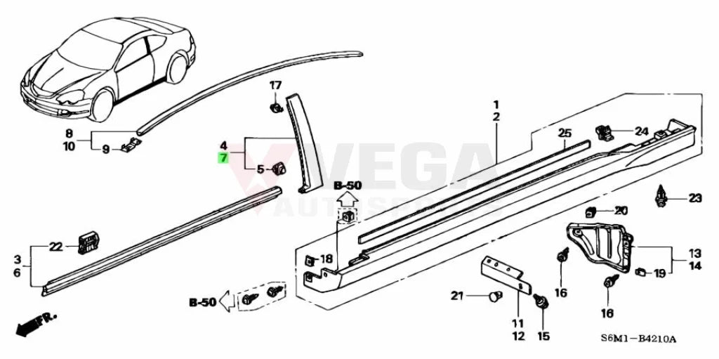 B Pillar Outer Garnish Set Rhs / Lhs To Suit Honda Integra Dc5 72430-S6M-003 72470-S6M-003 Exterior