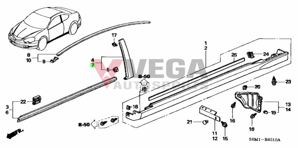 B Pillar Outer Garnish Set Rhs / Lhs To Suit Honda Integra Dc5 72430-S6M-003 72470-S6M-003 Exterior