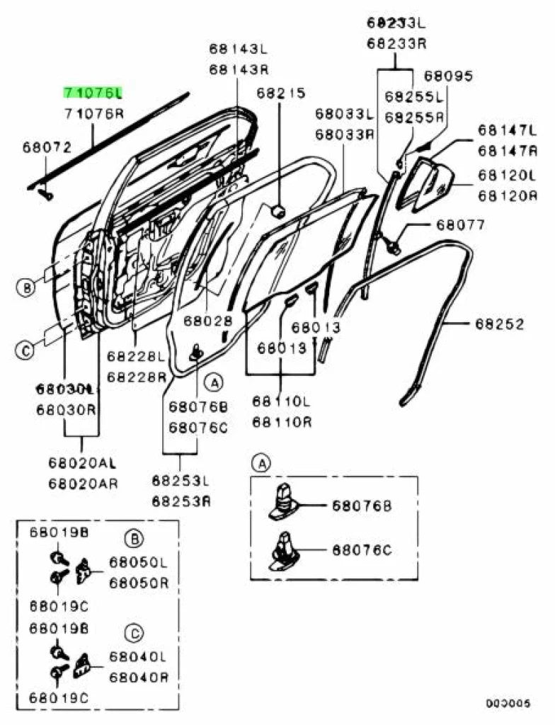 Belt / Waist Mould Set (Rear Lhs) To Suit Mitsubishi Lancer Evolution 7 8 9 Ct9A Mr525757 Body