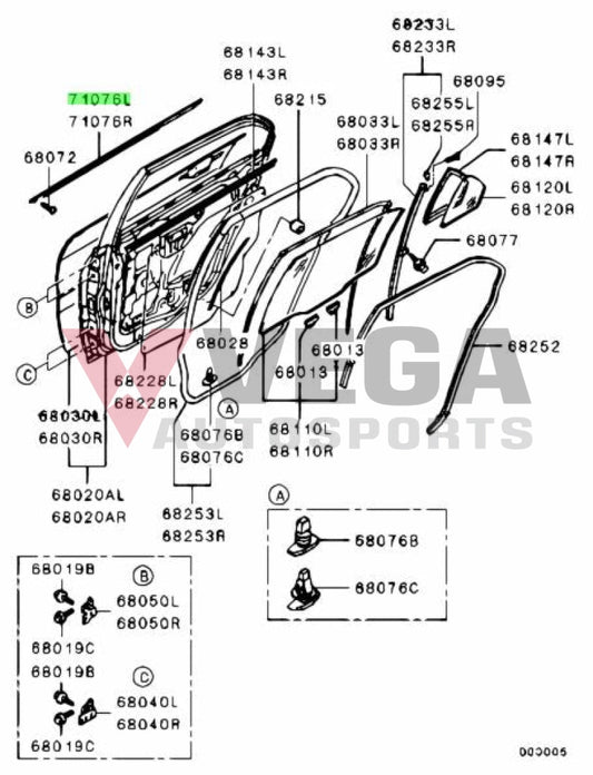 Belt / Waist Mould Set (Rear Lhs) To Suit Mitsubishi Lancer Evolution 7 8 9 Ct9A Mr525757 Body