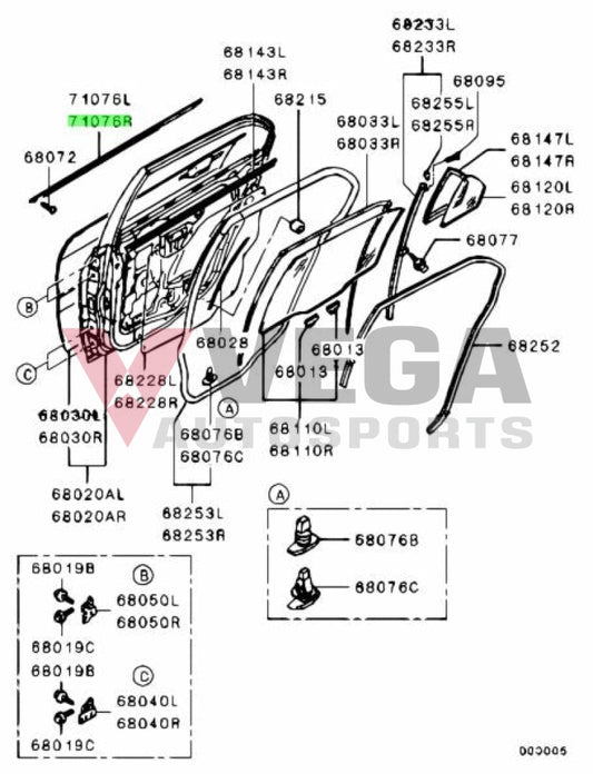 Belt / Waist Mould Set (Rear Rhs) To Suit Mitsubishi Lancer Evolution 7 8 9 Ct9A Mr525758 Body