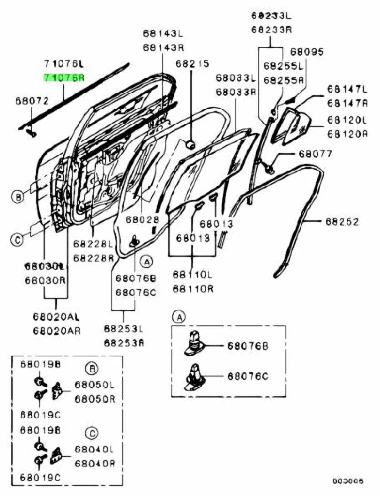 Belt / Waist Mould Set (Rear Rhs) To Suit Mitsubishi Lancer Evolution 7 8 9 Ct9A Mr525758 Body