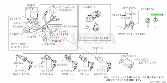 Blank Key (Master) To Suit Subaru Impreza Gc8 Gf8 57430Aa140 Interior