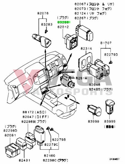 Blank Plug (Mirror Switch Delete) To Suit Mitsubishi Lancer Evolution 7 / 8 9 Ct9A Mr512886 Interior