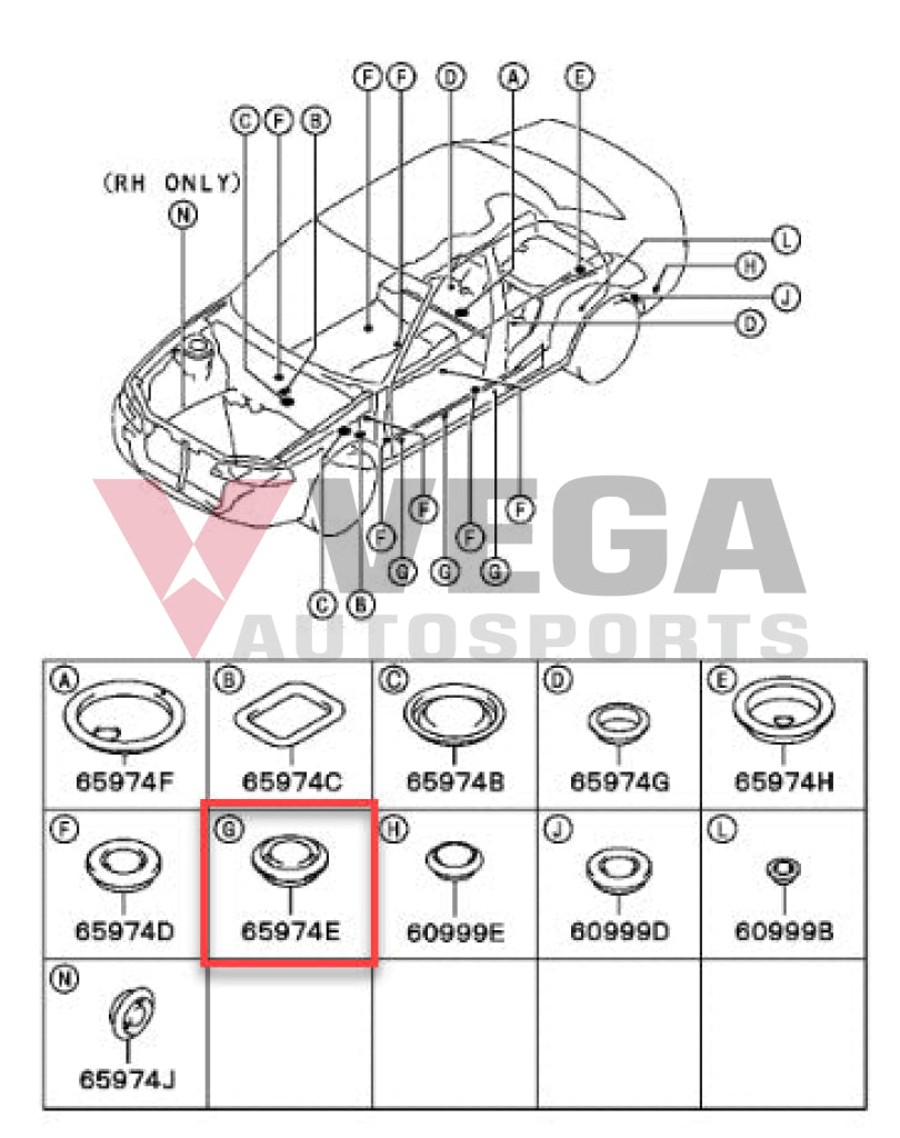 Body Plug G 30mm to suit Mitsubishi Lancer Evolution 4-10 MU670035 Exterior