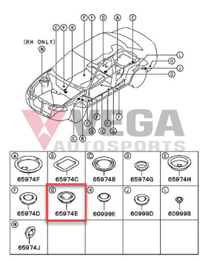 Body Plug G 30mm to suit Mitsubishi Lancer Evolution 4-10 MU670035 Exterior