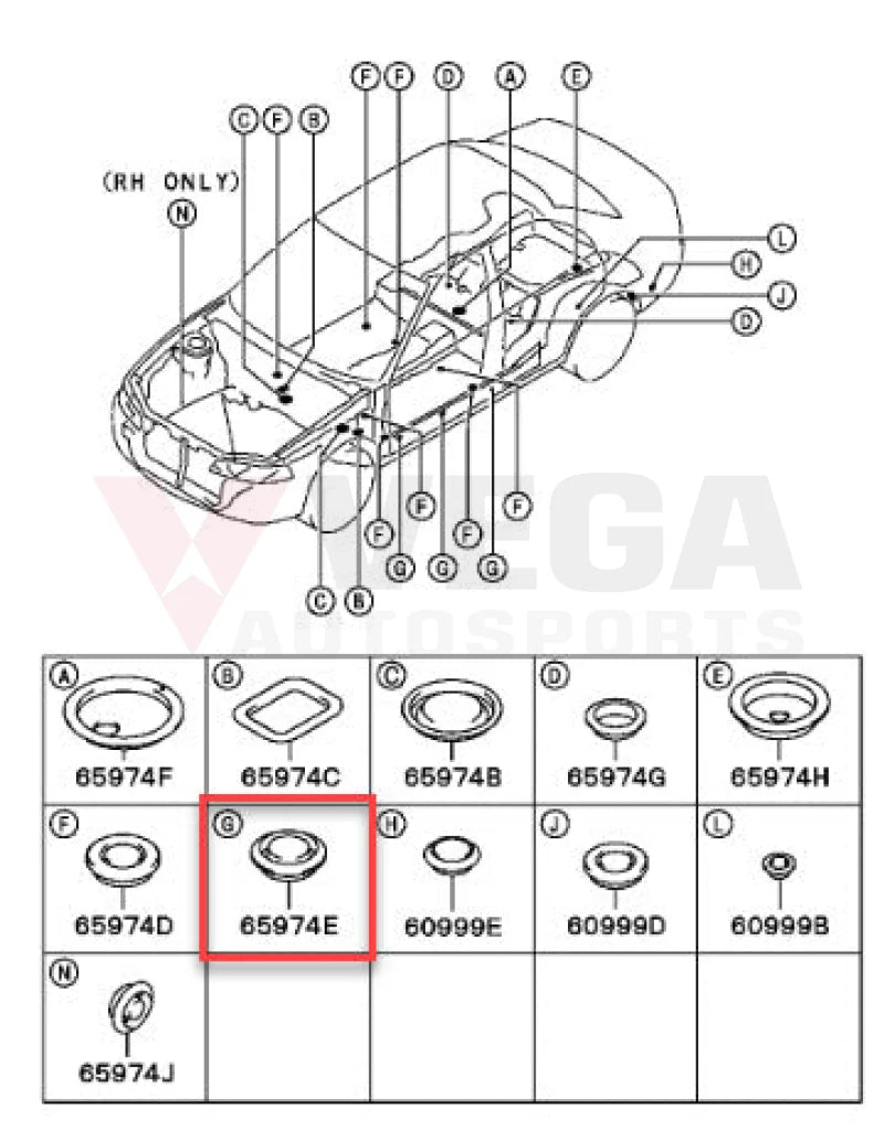 Body Plug G 30mm to suit Mitsubishi Lancer Evolution 4-10 MU670035 Exterior
