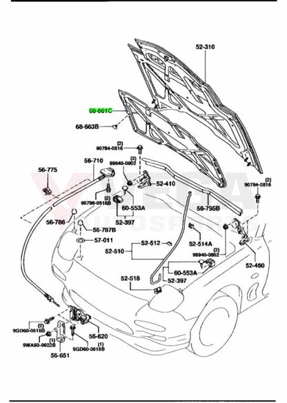 Bonnet Insulator To Suit Mazda Rx7 Fd3S Fd01-68-601C Exterior