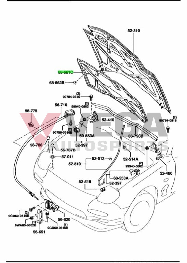 Bonnet Insulator To Suit Mazda Rx7 Fd3S Fd01-68-601C Exterior