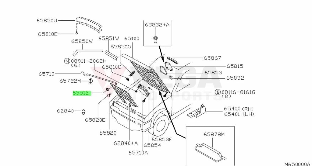 Bonnet Rod Grommet To Suit Nissan Skyline Dr30 R31 R32 65512-R3000 Exterior