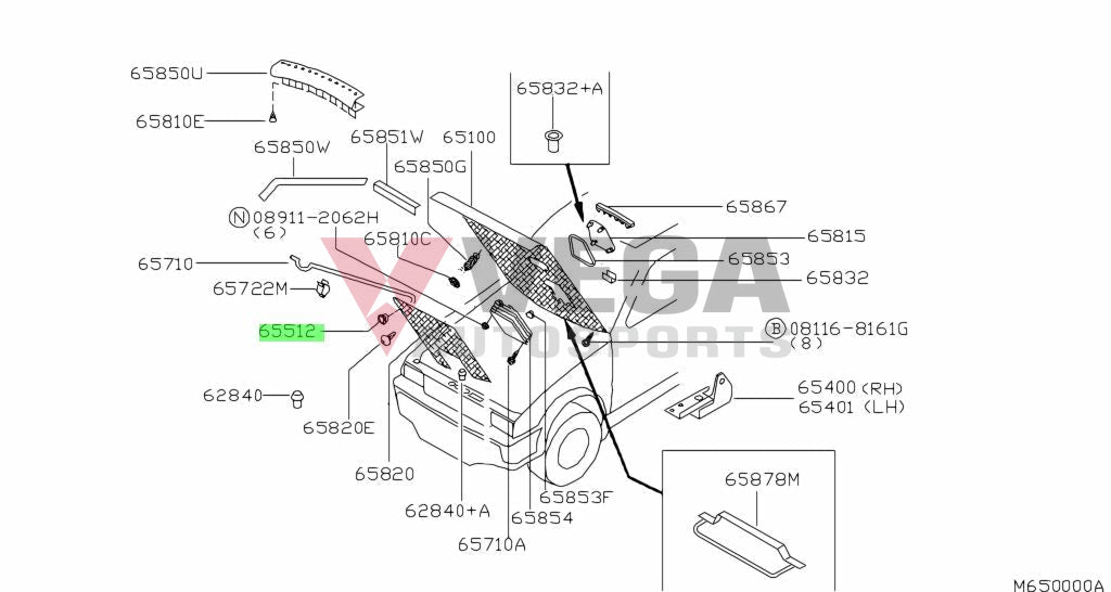 Bonnet Rod Grommet to suit Nissan Skyline DR30, R31, R32 65512-R3000 ...
