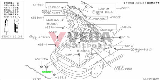 Bonnet Stay Clip To Suit Nissan Skyline R33 / R34 65722-15U00 Nuts Bolts Screws