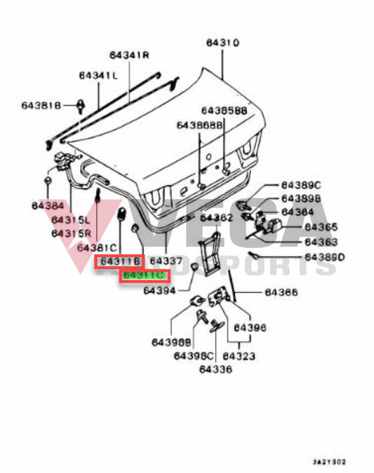 Boot Lid Bumper / Grommet Set To Suit Mitsubishi Lancer Evolution 6 Cp9A Exterior