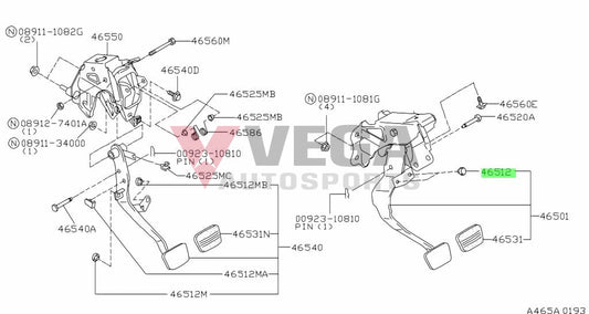 Brake Light Switch Stopper To Suit Nissan Skyline R33 Models / R34 Silvia S14 S15 46584-5P010