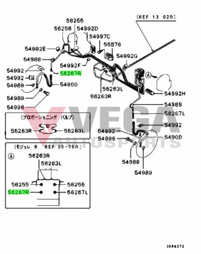 Brake Line (Abs To Front Rhs Caliper) Suit Mitsubishi Lancer Evolution 4 / 5 6 Mr493296 Brakes