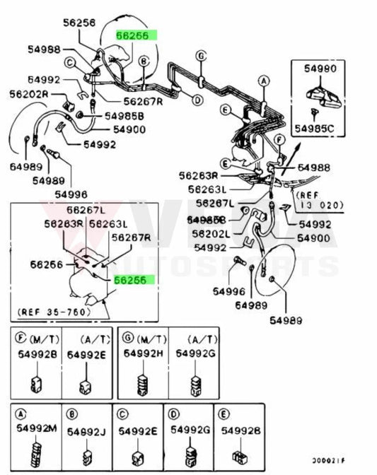 Brake Line (Abs To Master Cylinder) Suit Mitsubishi Lancer Evolution 4 / 5 6 Mr493295 Brakes