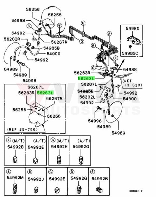Brake Line (Front Left / Joint Fluid Connector) To Suit Mitsubishi Lancer Evolution 7 8 9 Ct9A