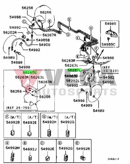 Brake Line (Front Lhs) To Suit Mitsubishi Lancer Evolution 7 / 8 9 Ct9A Mr493277 Brakes