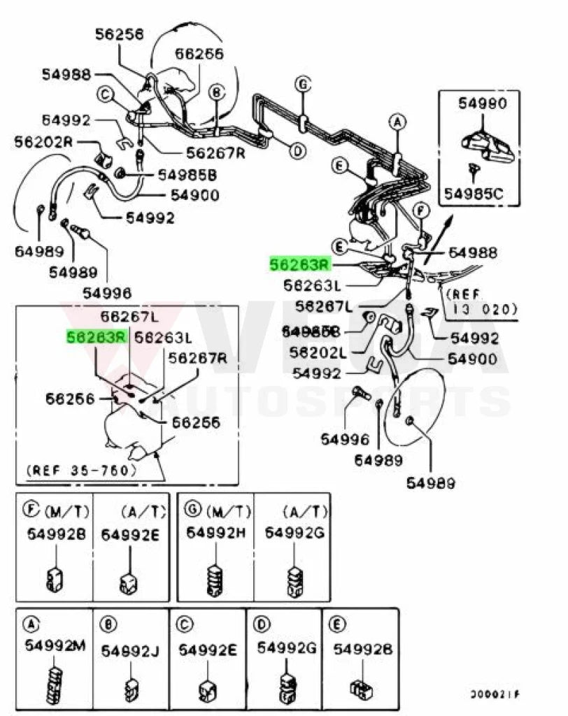 Brake Line (Front Right / Joint Fluid Connector) To Suit Mitsubishi Lancer Evolution 7 8 9 Ct9A
