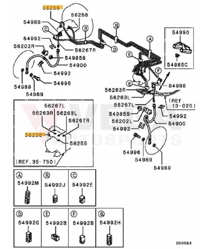 Brake Line (Brake Master Cylinder To Abs) Suit Mitsubishi Lancer Evolution 7 / 8 9 Ct9A Mr493296