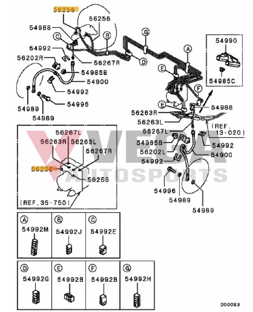 Brake Line (Brake Master Cylinder To Abs) Suit Mitsubishi Lancer Evolution 7 / 8 9 Ct9A Mr493296