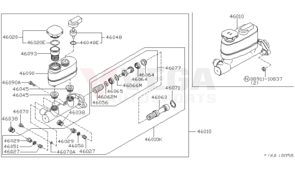 Brake Master Cylinder Tank Grommet (Tokico) To Suit Nissan Silvia S13 S14 S15 R32 Gtr 46045-W1010